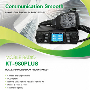 Radio mobile double bande KT-980PLUS <span class=keywords><strong>HF</strong></span> <span class=keywords><strong>UHF</strong></span> 200 canaux, <span class=keywords><strong>émetteur</strong></span>-<span class=keywords><strong>récepteur</strong></span> analogique FM avec micro DTMF pour véhicule - Product Image 1