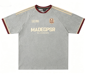 Maglia da Calcio Retrò Sportiva da Uomo Nera e <span class=keywords><strong>Oro</strong></span> con Stampa MADEGPSR, T-shirt Oversize da Calcio a Maniche Corte con Scollo a V, Top Casual Streetwear - Product Image 2