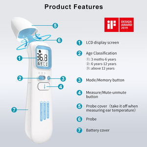 Para Berrcom Termômetro Digital Preciso para Adultos Bebês <span class=keywords><strong>IR</strong></span> Infravermelho Testa Orelha Contato Plástico Tela LCD - Product Image 3