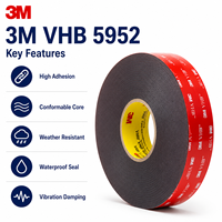 Ruban adhésif 3M VHB 5952, ruban adhésif en mousse acrylique noire, 1,1 mm, 19 mm, 33 m, adhérence robuste, fourniture d'usine