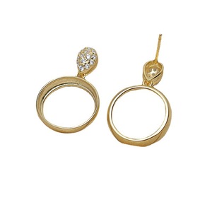 S925 Silver Pendant <b>Earring</b> <b>Holder</b> DIY Accessories Set 4838 15.5 Pearl Horse Shell Flat Bottom Hollow <b>Holder</b> Gold Plated - Product Image 5