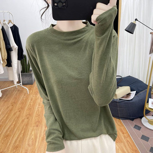 Women Long Sleeve Thermal Base Layer Shirt Round Neck Loose Fit Military Green Plus Size Autumn Winter Wear - Product Image 1