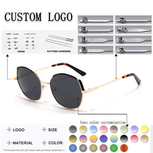 Lunettes de soleil œil de chat à monture intégrale unisexe pour adultes, protection UV400, verres verts, monture en métal - Product Image 2