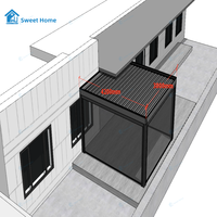 Pergola rétractable moderne Sweet Home en aluminium motorisée, bioclimatique, imperméable, résistante à la neige et au vent, pour maison d'été