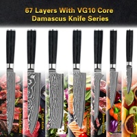 Manche rond en bois noir 8 pouces fait à la main 67 couches vg 10 acier damas couteau de chef japonais Gyuto acheter pour restaurant