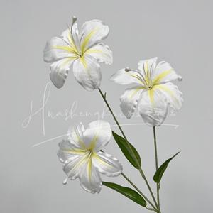 Fleurs de lys artificielles en soie, haute simulation, décoration de mariage et de maison, branche unique WMC - Product Image 2