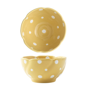Bol à riz à pois mignon, bol en céramique en forme de pétale, bol à soupe de style japonais de 4,75 pouces, décoration sous glaçure, vaisselle domestique - Product Image 2