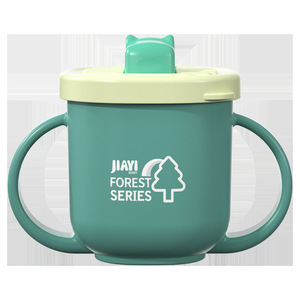 Gobelet d'apprentissage Jiayi Baby Forest Series vert, 6 mois et plus, avec poignées et couvercle - Product Image 1