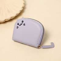 Dompet Pendek Wanita Unisex Kulit PU Baru dengan Kancing Pengunci, Tahan Air, Multifungsi, Tempat Kartu, Dompet Koin Motif Kucing
