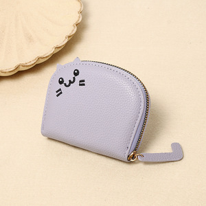 New PU Leather Button Hasps Closure Short Wallet Women Unisex Waterproof Multi-Function Zero Card Holder <b>Cat</b> Coin Purse - Product Image 6