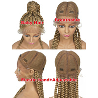 Vente en gros perruque en dentelle tressée en boîte perruques en dentelle synthétique avec cheveux de bébé tresses à 8 brins tresses en queue de cheval couvre-chef en dentelle pour cheveux de femme