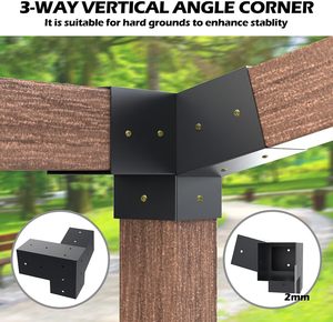 Supports de Pergola à 3 Voies, <span class=keywords><strong>Angle</strong></span> Droit, Kit de Base pour Poteaux de Travail du Bois DIY, Poutres en Bois pour Gazebos, Patios et Pergolas - Product Image 6