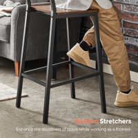 Chaises de bar industrielles en gros avec assise et dossier en bois, tabourets de bar vintage en métal pour la maison et l'hôtellerie