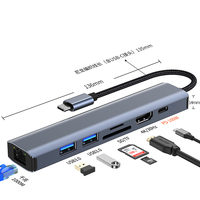 USB-C 7-en-1 vers HDTV 4K/30Hz 2 USB3.0 RJ45 USB-C PD 100W SD/MicroSD BYL-2303 Type C Hub pour accessoires informatiques PC