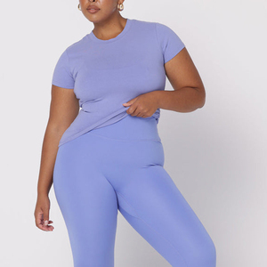 Gym Fitted Tee Femmes Manches Courtes Plus Tailles Violet Active Chemises d'entraînement personnalisées - Product Image 4