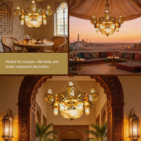Lustre de mosquée de luxe, design islamique orné, luminaire suspendu LED pour salle de prière de Masjid