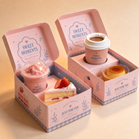 Boîte à biscuits écologique personnalisée avec logo, de qualité alimentaire, biodégradable, rectangulaire, pliable, pour emporter des gâteaux et des friandises, avec porte-gobelet.