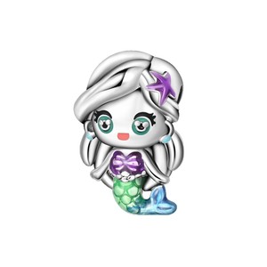 Venta al por Mayor de Dijes de Plata 925 con Gemas, Diseño de Sirena, Princesa y Tortuga Marina, para Pulseras <span class=keywords><strong>Pandora</strong></span>, Personalizables - Product Image 5