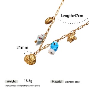 Collana di stelle marine e cavalluccio marino in ceramica dipinti a mano in acciaio inossidabile delicato catena di clavicola gioielli artigianali oceanici da donna - Product Image 5