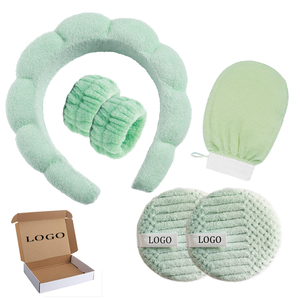 Coffret cadeau de soins de beauté, tampons démaquillants en <span class=keywords><strong>microfibre</strong></span>, éponge nettoyante pour le visage lavable, ensemble de bandeaux avec logo personnalisé - Product Image 2