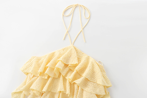 QSY 2025 S Mmer Style Color amarillo R Ffle Cas Al Fashion Halter Crop Tank Top para mujer - Product Image 3