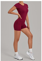 Combinaison sans couture ajustable à col ras du cou en Spandex/Nylon, anti-transpiration, pour femme, avec short moulant et effet push-up, bretelles spaghetti