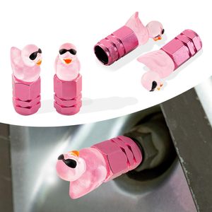Duck Tire Valve Caps 4-Piece Set Stainless Steel <b>Screw</b>-On With <b>Sunglasses</b> Glow In Dark Wheel Decorations - Product Image 2