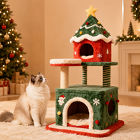 Arbre à chat de Noël personnalisé OEM ODM 90 cm, tour multi-niveaux pour chat, griffoir en sisal, maison en peluche, vente en gros