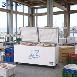 業務用チェストフリーザー、ダブルトップオープニング蓋付き、白色冷凍庫、換気ベース付き、バルク食品保存用 - Product Image 1
