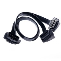 Câble de Rallonge Universel OBD2 pour Voiture, Connecteur Plat Bidirectionnel 16 Broches/16 Cœurs 12V