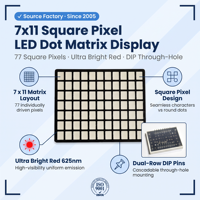 Pantalla LED Profesional de Matriz de Puntos, 7x11 Píxeles Cuadrados, Módulo de Puntos de 5 mm para Unidades de Visualización de Relojes de Caracteres Grandes