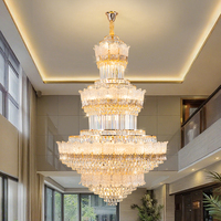 Luxueux grand escalier en colimaçon lumière lustre en cristal post-moderne pour salon avec installation de projet gratuite
