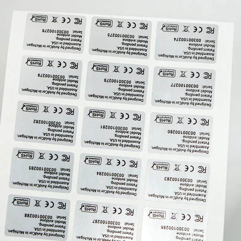 Tùy chỉnh sản phẩm điện tử số serial Peel Off an ninh tag tự dính giả mạo bằng chứng Sticker bảo hành VOID nhãn