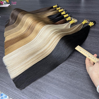 Extensions de cheveux humains mongols à double trame, couleur ombrée claire, pointe en I, cheveux vierges Remy, trame plate en kératine