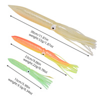Leurre souple calmar lumineux 15cm/23cm/30cm appât de pêche à la traîne en eau salée pieuvre lueur complète avec yeux leurre de jupe en Silicone souple