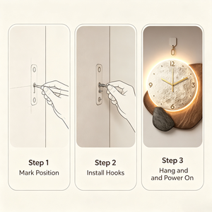 Orologio <span class=keywords><strong>da</strong></span> <span class=keywords><strong>Parete</strong></span> Artistico con Superficie Lunare e Retroilluminazione LED - Grande, Moderno, con Texture in Pietra, Adatto per Soggiorno e Camera <span class=keywords><strong>da</strong></span> Letto - Product Image 6