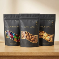 Sachet Doypack Mat Personnalisé avec Logo et Fenêtre Transparente, Estampage à Chaud Doré, en Mylar, pour Emballage de Luxe de Bonbons et Snacks – Vente en Gros