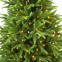Sapin de Noël artificiel pré-éclairé 100% PE, 7 pieds, luxe, toucher réaliste, avec lumières LED et base métallique pliable