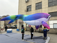 Costume de baleine gonflable coloré sur le thème marin Jenor avec lumière LED pour la publicité d'événements