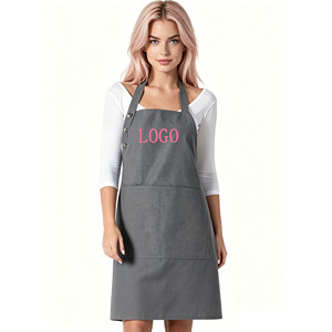 <span class=keywords><strong>Tablier</strong></span> <span class=keywords><strong>de</strong></span> <span class=keywords><strong>cuisine</strong></span> domestique réglable avec boutons-pression, poches profondes, couleur grise, pour la pâtisserie, le barista, les employés <span class=keywords><strong>de</strong></span> salon, uniforme - Product Image 1