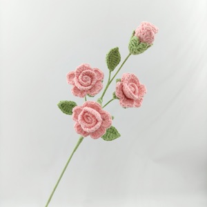 Nuevas Flores de Rosa Tejidas a Mano con Múltiples Cabezas para Decoración de Jarrones en el Hogar, Hechas a Mano con Hilo de Lana, para San Valentín, Graduación, Navidad - Product Image 6