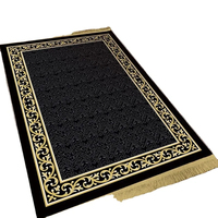 Alfombra-Alfombras de terciopelo turco islámico-Grandes regalos de Ramadán-Alfombra de oración Janamaz Mujeres Hombres-Alfombra islámica-Estera musulmana portátil