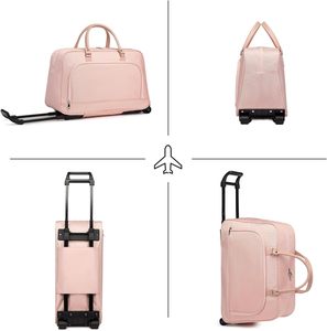 Tùy Chỉnh Con Lăn Mang Theo Vào Cuối Tuần Vải Thô Túi Cán Du Lịch Vải Thô Túi Với Bánh Xe Cabin Hành Lý Xe Đẩy Trường Hợp Hành Lý, Túi Xách & Trường Hợp - Product Image 5