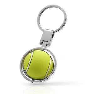 Custom Rotatable 3D Rubber Tennis Ball Keychain Metal rotativo chaveiros