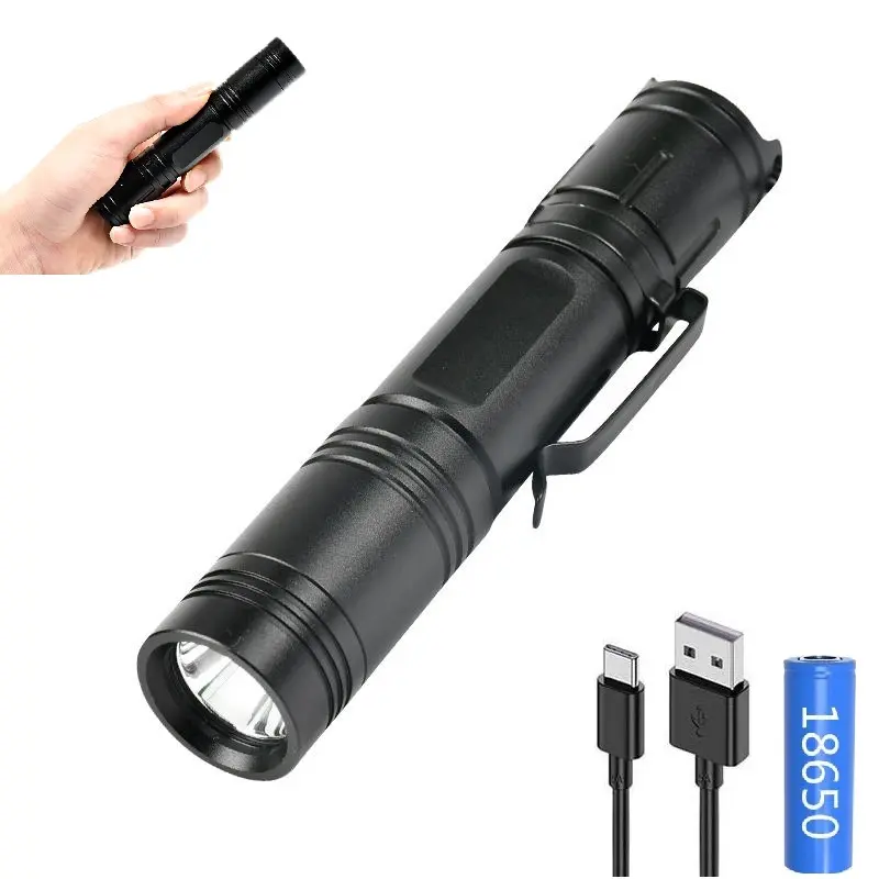 Nhà Sản Xuất Siêu Sáng Túi Nhỏ Taschenlampe Torch Ánh Sáng Linterna Mạnh Mẽ Mini LED USB Có Thể Sạc Lại Edc Đèn Pin