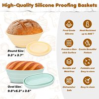 Kit d'outils de boulangerie maison pour pain au levain, comprenant un panier de levage, un pot de levain, un fouet à pâte, une lame à découper, une spatule et un tapis en silicone