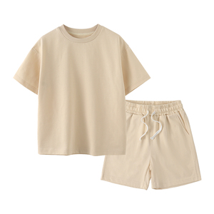 Ensemble T-shirt et short à épaules tombantes personnalisé avec logo Papa et moi, 100% coton, tenue assortie pour la <span class=keywords><strong>famille</strong></span>, tenue d'été - Product Image 3