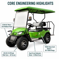 Voiturette de golf électrique Tarion 4 places avec moteur AC, frein hydraulique double, autonomie 80-100 km, personnalisable OEM, 2+2 places, 35 km/h