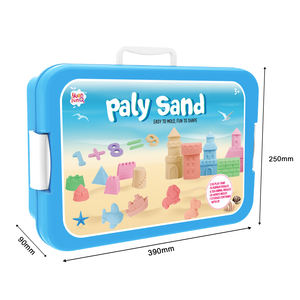 Valise éducative Diy pour bébé et enfants, ensemble de jouets de sable de plage en bleu avec de nombreux moules, vente en gros - Product Image 3