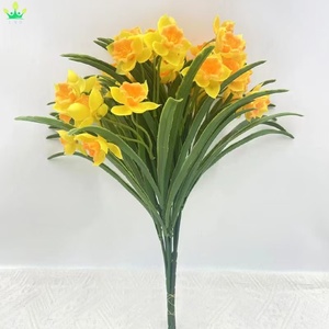 Fiori Artificiali di <span class=keywords><strong>Narciso</strong></span>, Ramo di Fiori in Plastica con 5 Steli, Decorazione Floreale per Bouquet Festa del Papà, Casa, Feste, Vasi da Tavola - Product Image 6